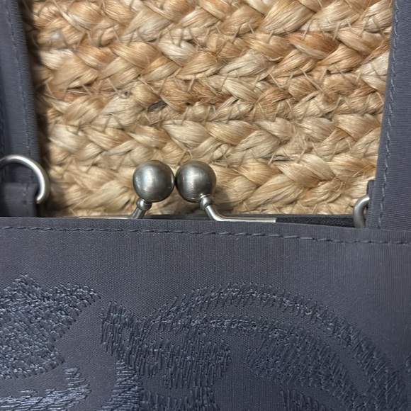 Frankie &Johnnie Dark Gray Womens Vintage Mini Satchel Bag features Kiss closure - Picture 7 of 13